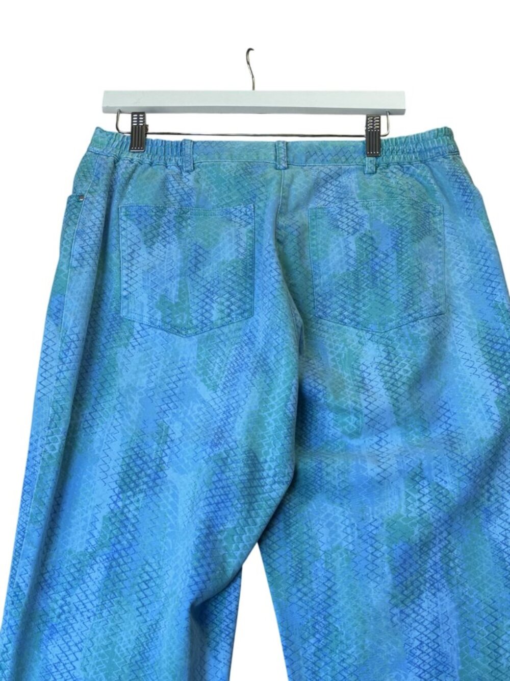 Ruby Rd. Womens Cropped Pants Blue Python Snakeskin Print Stretch - 14 - Picture 11 of 13